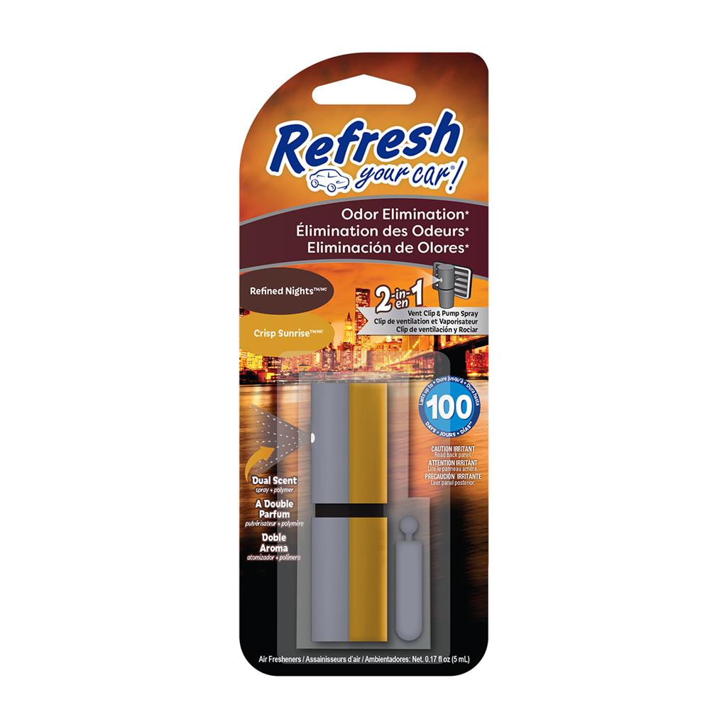 Refresh Odor Elimination Vent Clip Pump Spray- Refined Nights Crisp Sunrise
