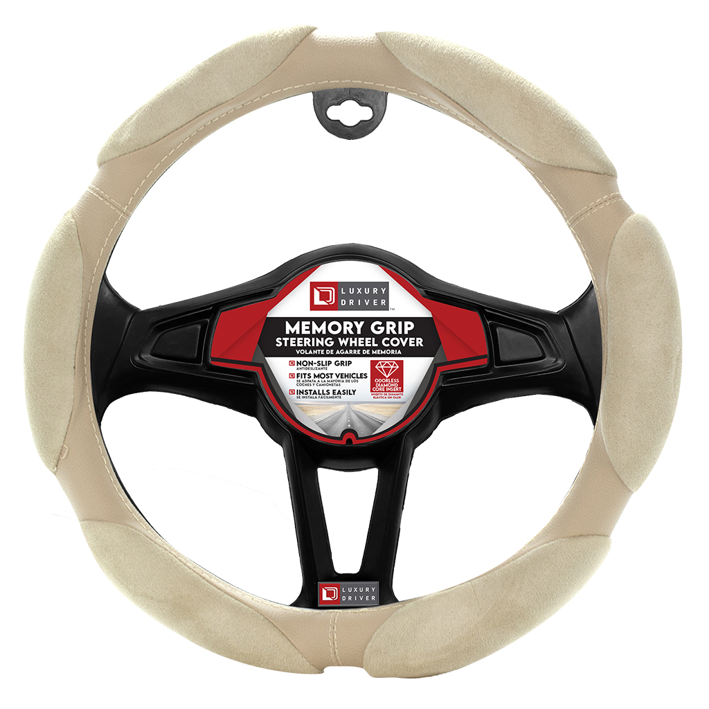 Luxury Driver Steering Wheel Cover - Memory Grip Tan