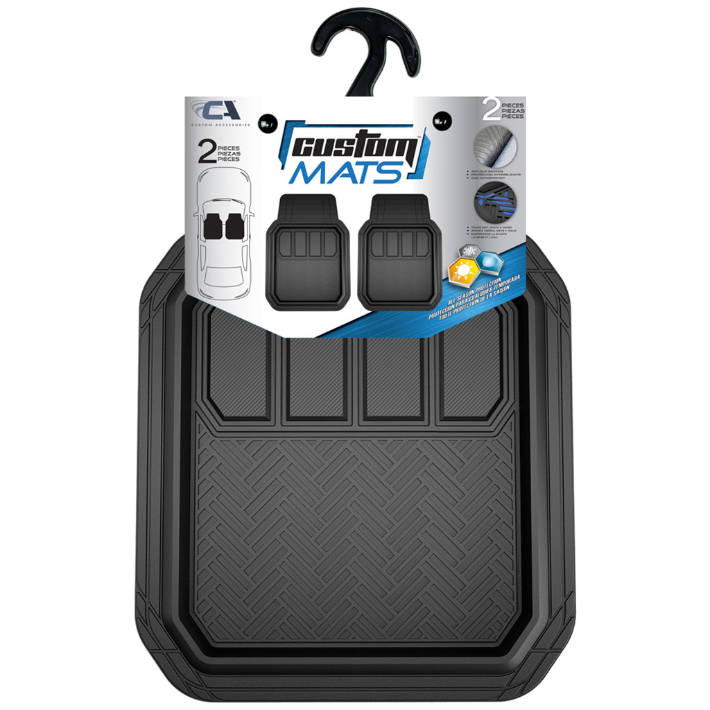 Custom Rubber Deep Tray 2 Piece Floor Mat - Black